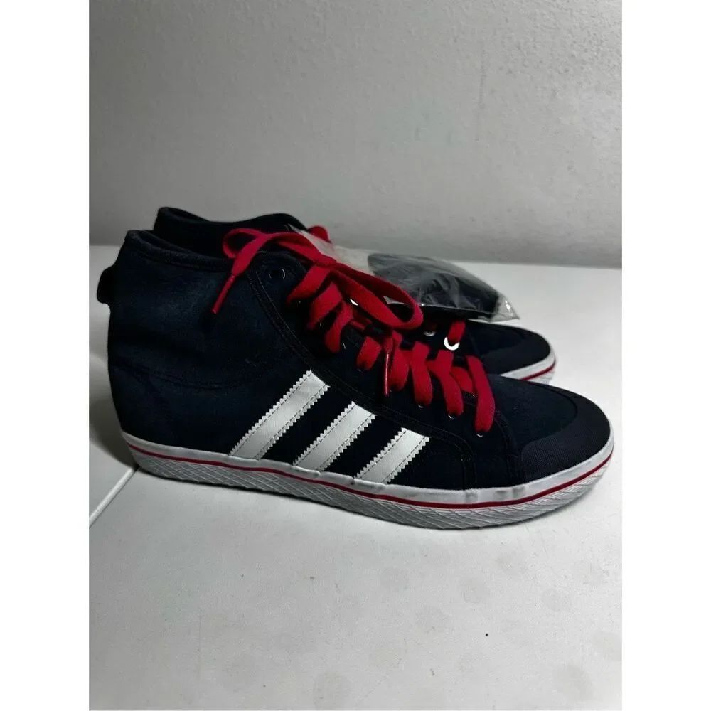 NWOT Adidas Honey Stripes Mid Womens Trainers Q34210 Navy Pink Suede Size 9